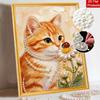 Frameless Pearl Painting Kit Cute Cat Pattern DIY 3D Bead Art Canvas Relaxing Handmade Craft for Adults Home Decor