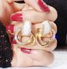 Rscvonm 3 Color Classic Shell Stud Earrings Rose Gold Small Circles Shining Rhinestone Earring For Women Jewelry Bijoux Gift