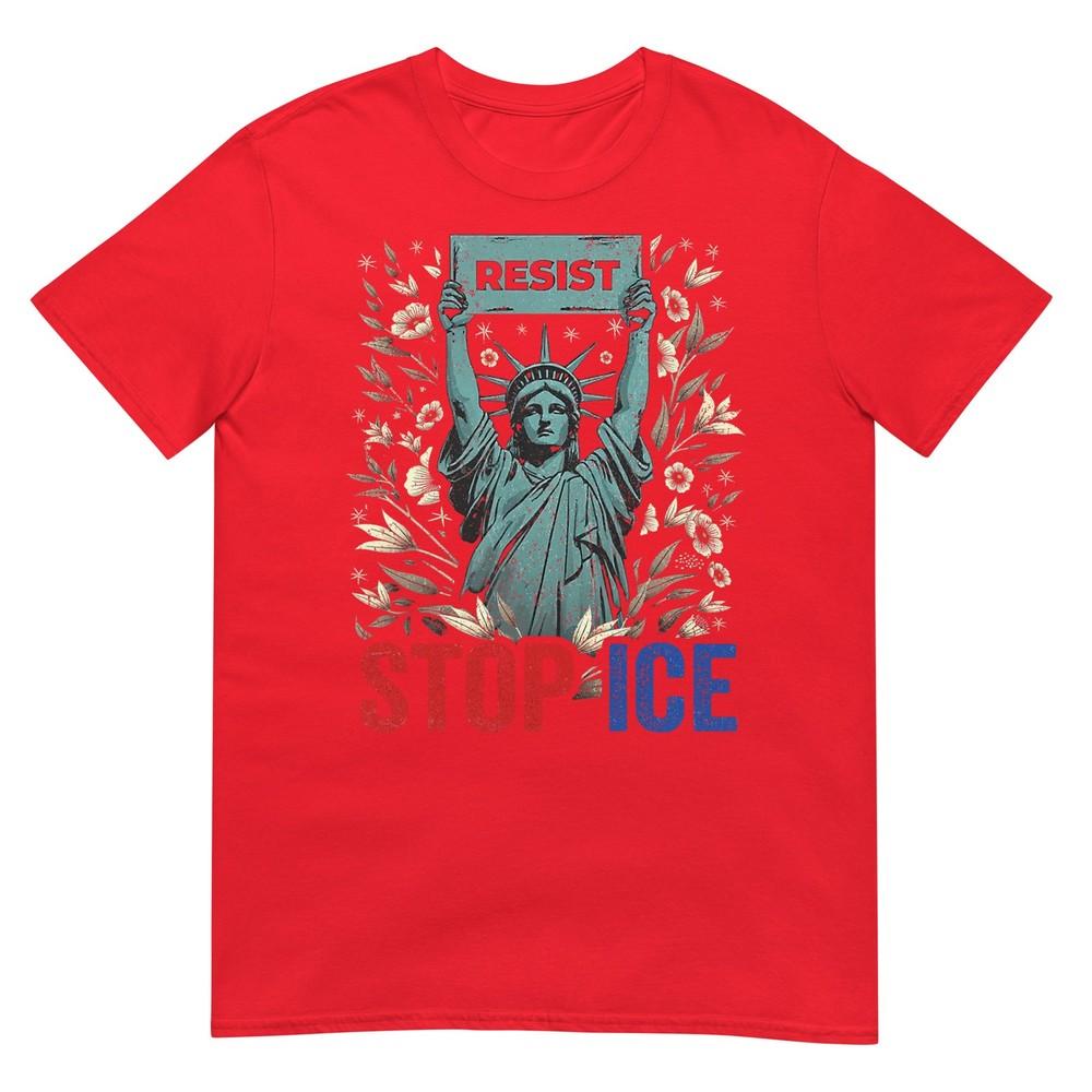 Stop Ice Funny Statue Of Liberty Boho Floral Resist Retro Tshirt S