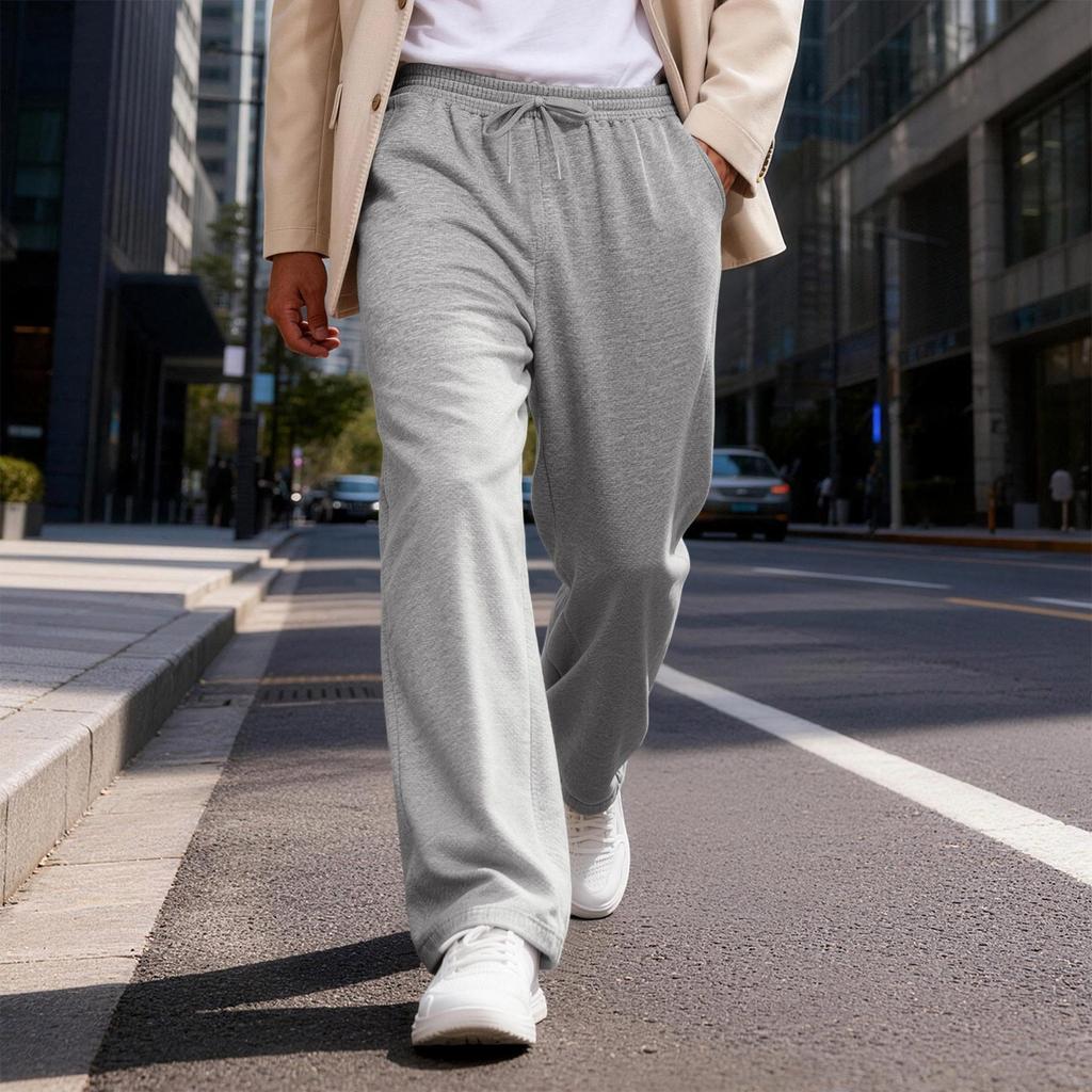 Men's Elastic Waist Drawstring Loose Casual Pants | Comfortable Relaxed-Fit Trousers For Daily & Weekend Wear