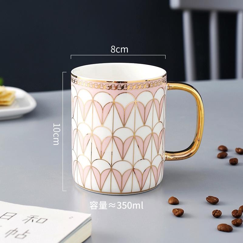 British Style Mug Couple Pair Cup Ceramic Water Cup Office Mug Coffee Cup High-End Covered Souvenir