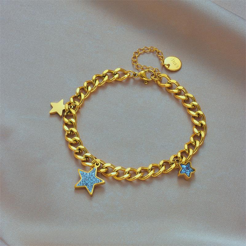 Gold Star Cuban Link Bracelet For Women Dainty Jewelry