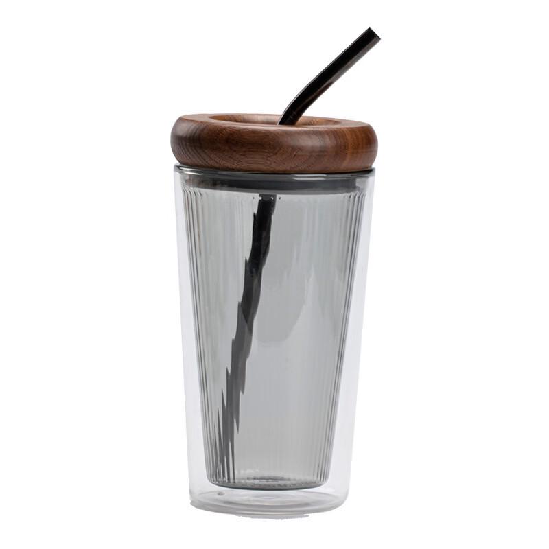 Ins-style Double-Wall Glass Straw Tumbler