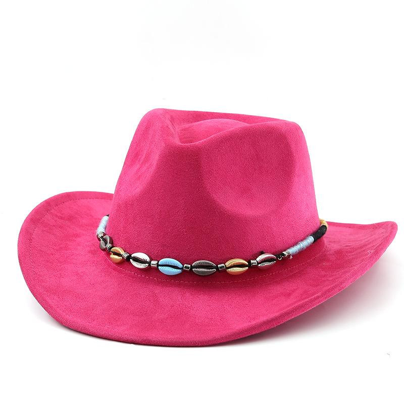 Tibetan metal shell with western cowboy hat autumn and winter woolen felt hat men's and women's European and American style top hat outdoor riding hat