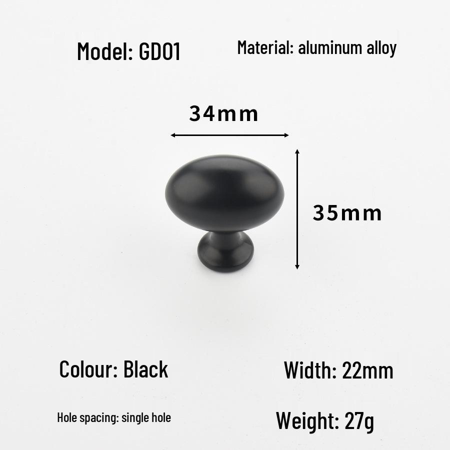 Pigeon Egg Aluminum Cabinet Door Handle - Modern, Single Hole Design