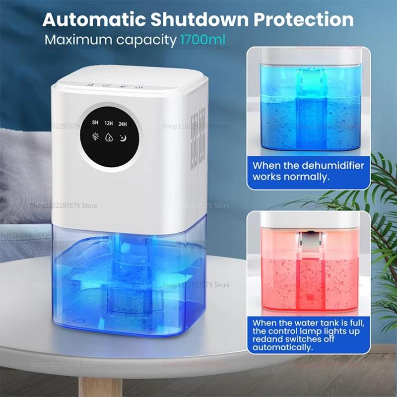 Compact Home Dehumidifier Dryer Portable Quiet Moisture Absorber Odor Mold Control for Bedroom Living Room Kitchen Closet