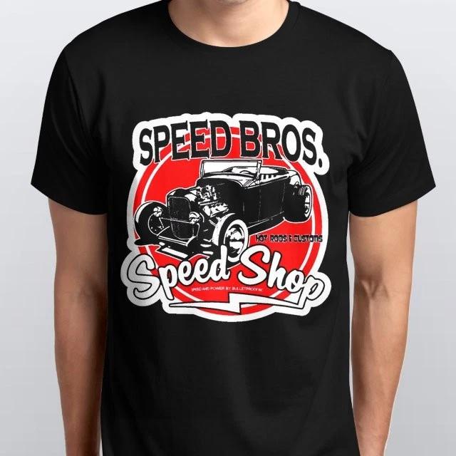 Men s and Women s T-shirts SPEED BROS SPEED SHOP T-SHIRT MOTORBIKE BLACK WHITE S,M,L,XL,2XL XL