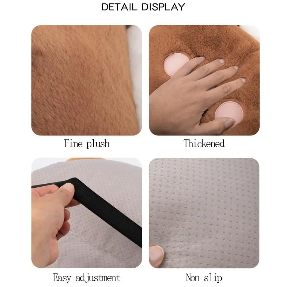 Cartoon Plush Car Seat Cushion Thickened Winter Warm Backrest Waist Support Auto Interior Accessories