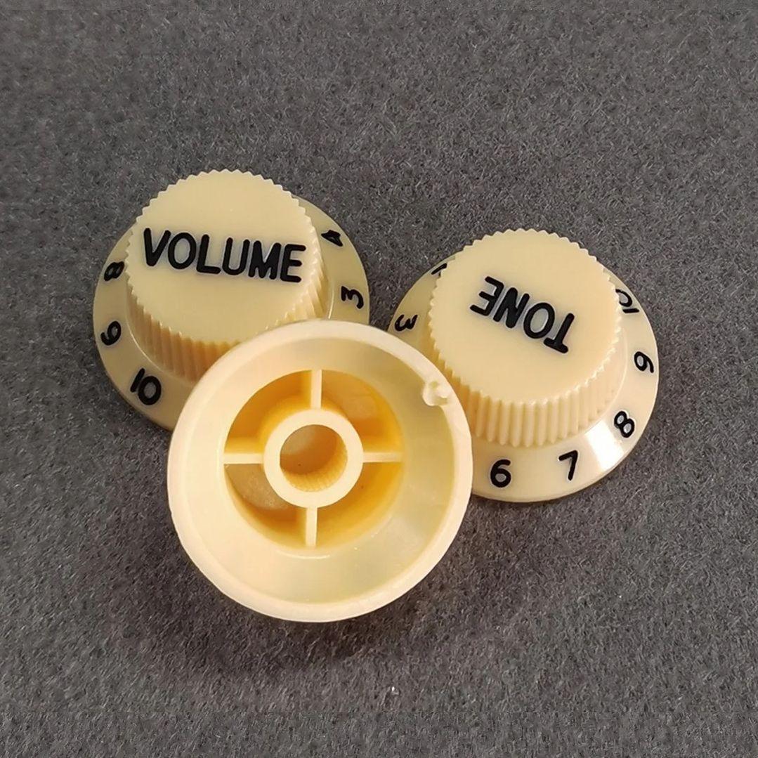 FLEOR 3PCS 2T1V Electric Guitar Volume Tone Control Knobs Top Hat 18-Splines For ST SQ Guitar Accessories