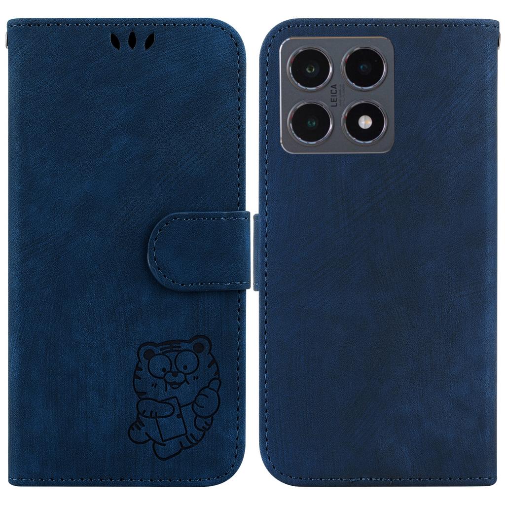 For Xiaomi 15T Wallet Case Tiger Imprint Leather Shockproof Phone Cover with Wrist Strap