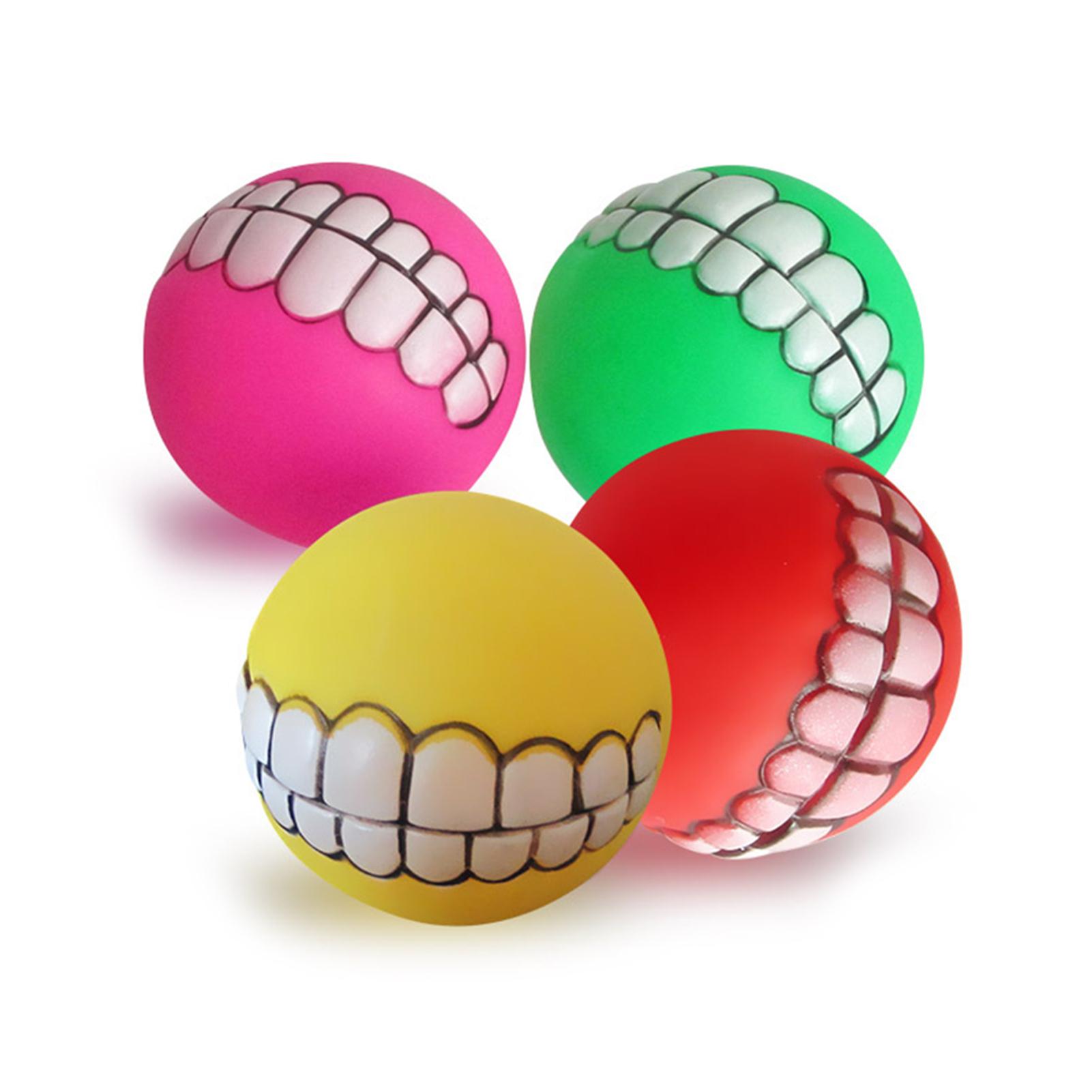 

1/3/10pcs Rubber Dog Teeth Ball Toys Squeaky Cleaning Tooth Dog Chew Toy Colorful Funny Pet Toy With Smile Pattern Pet Products 1pcs