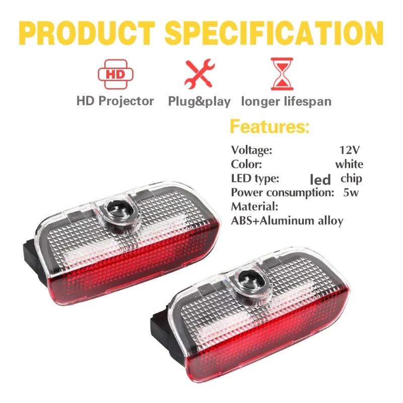 BGC1 New VW For VOLKSWAGEN VW 2Pcs LED puddle Projection warning Decoration Lamp For VW Touareg 2011-2013-2015-2018-2020-2022 Car D AH0
