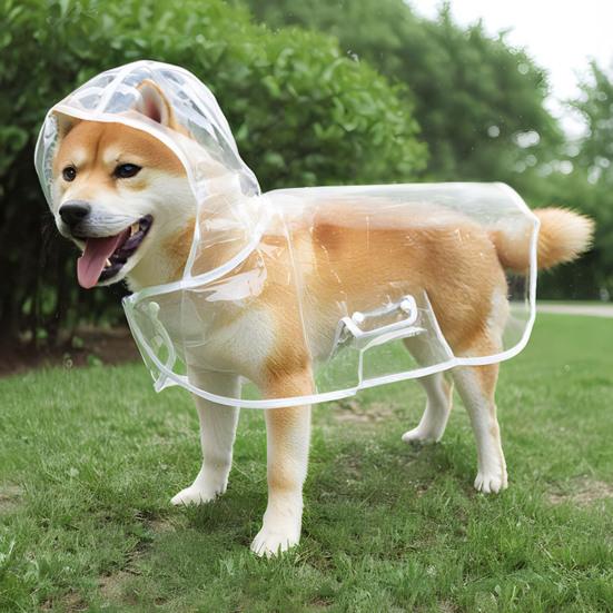 Dog Raincoat Transparent Hooded Dog Rain Jacket Adjustable Waterproof Pet Poncho for Small Medium Dogs Cats
