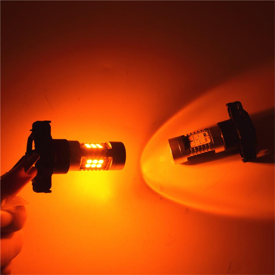 1Pair PY24W Amber 21SMD LED Bulbs Error Free For BMW Front Turn Signal Lights