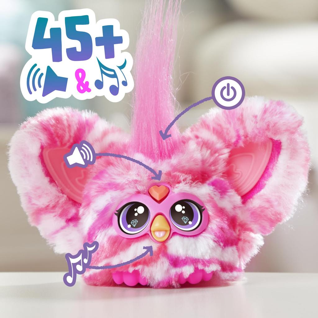 Hasbro Furby Furblets Bubbly Mini Friends, 45+ Sounds, Furby Language Only, Electric Plush Toy, Ages 6+, Pink, White, G1402, Authentic