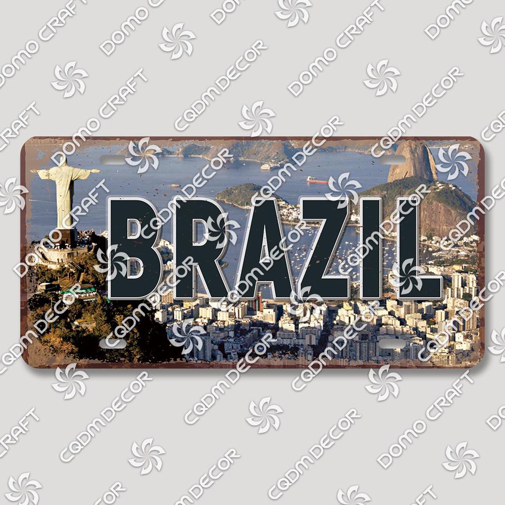 Retro National City Plaques Metal Plate Chile Brazil Mexico Metal Tin Signs Garage Car Club Living Room Home Wall Decor