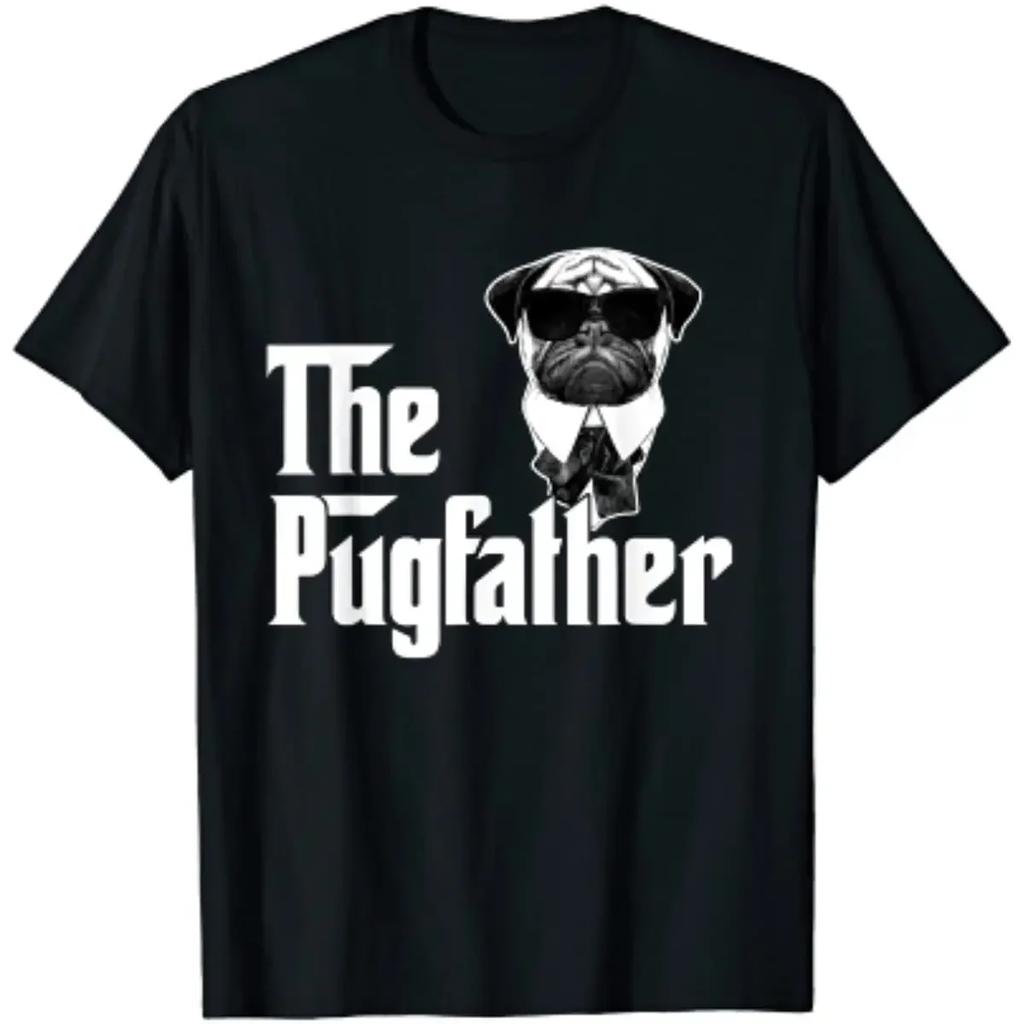 Funny Pug Owner The Pugfather Father Gift Dog Lovers Owner T-Shirt Fathers Day Gift Mens T Shirts Men Clothing Casual Cotton