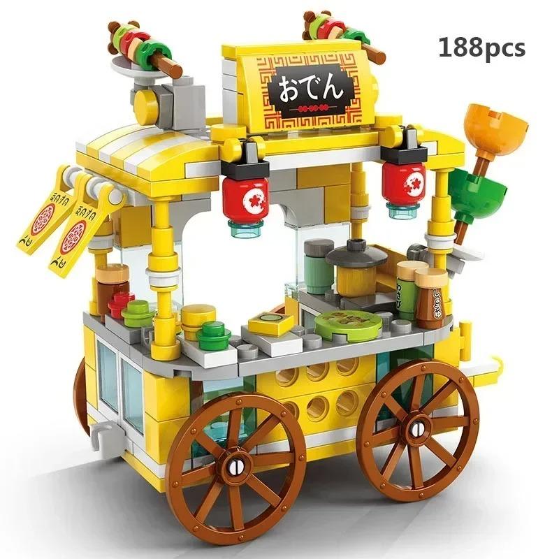 City Mini Shop Supermarket Street View Model Building Blocks Hamburger Restaurant Retail Store Bricks Architecture Friend Girl