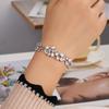 ZAKOL Shiny Marquise Cut Cubic Zirconia Silver Color Leaf Shape Chain Bracelet Bangle for Women Brides Wedding Party Jewelry