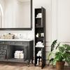 Bathroom Column Cabinet, 2 Cupboards, Adjustable Shelves, 2 Niches, 30 x 30 x 181.5 cm, Black