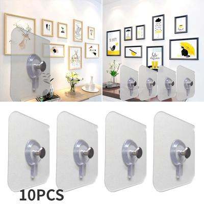 10 Pcs Punch-Free Non-Marking Strong Adhesive Screw Stickers Wall Picture Hook Invisible Traceless Hardwall Drywall