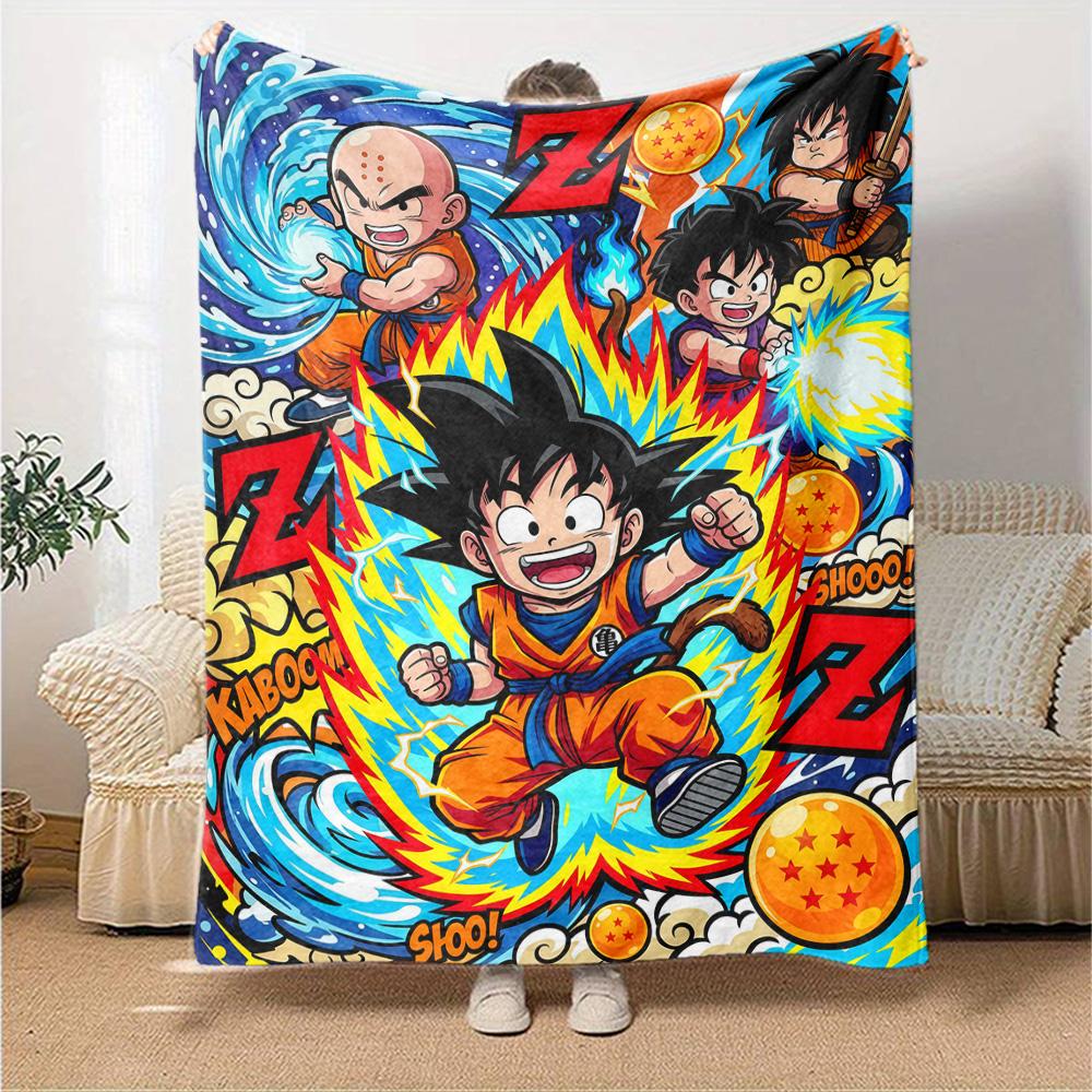 Son-Goku Print Flannel Blanket High Quality Warm Comfortable Cover for All Seasons Perfect for Gifts Home Decor