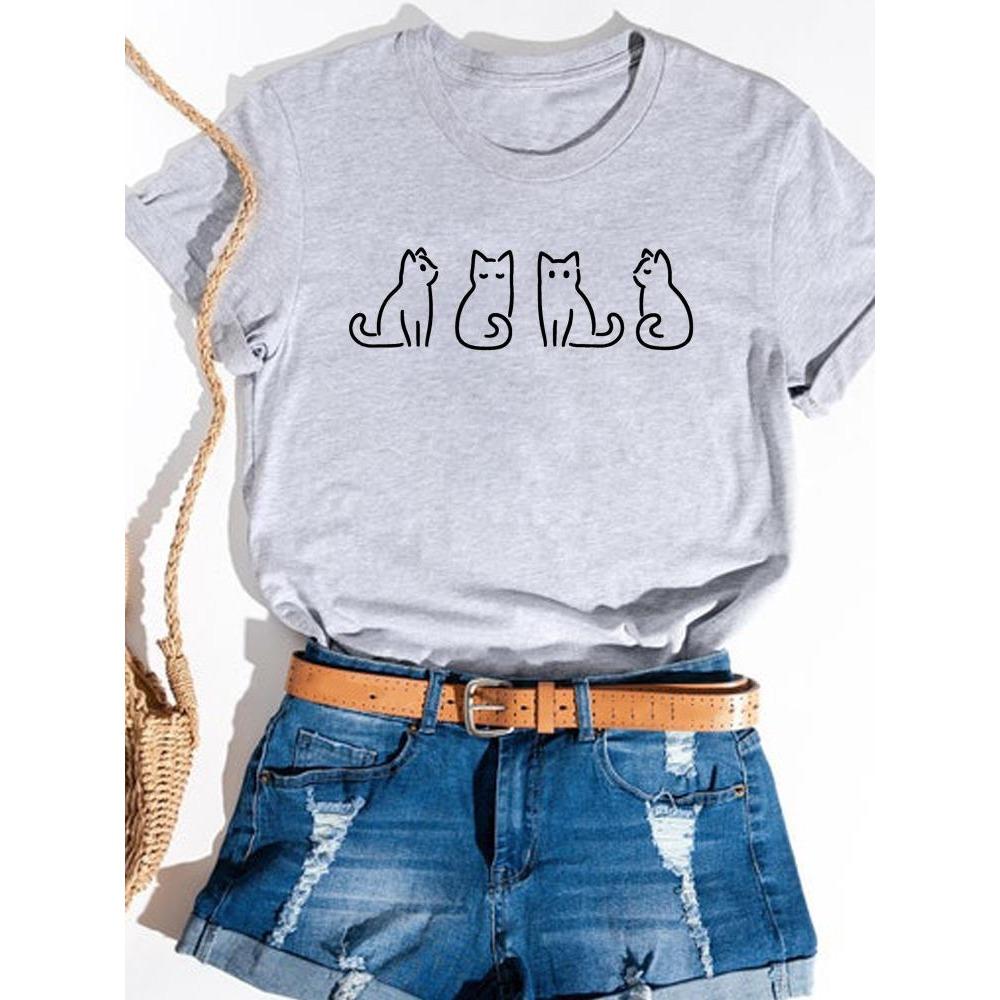 Print Print T-shirt Basic Summer  Women's Fashion Crew-neck Trend Ins All-match