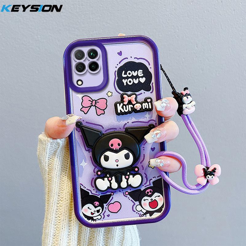 

Противоударный чехол KEYSION для Samsung A12 A22 4G со шнурком, силиконовый милый 3D-чехол для телефона с мультяшной куклой для Galaxy M32 M12 for Samsung A12