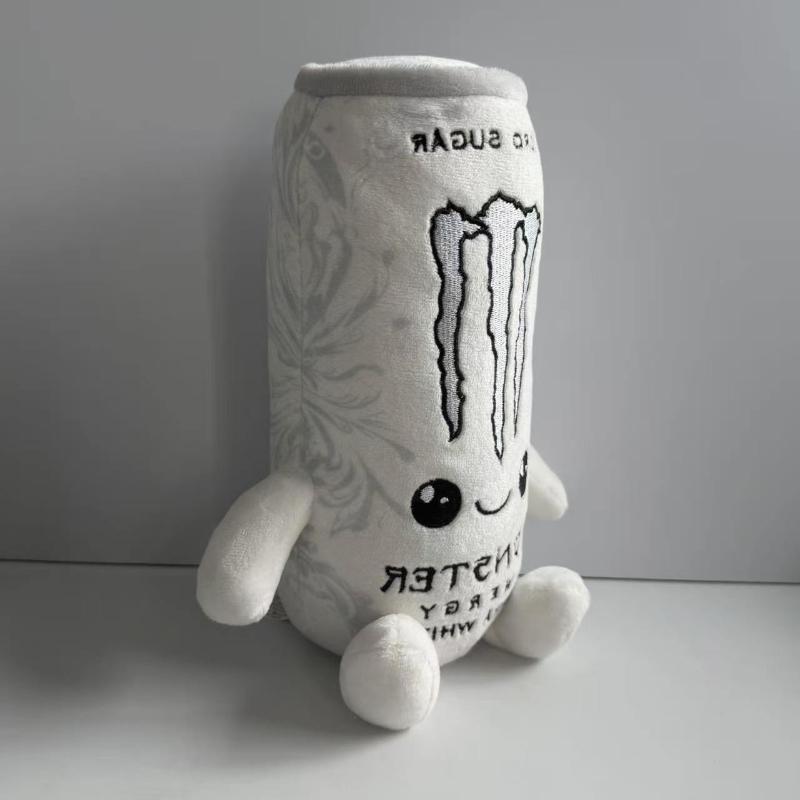 Zero Sugar White Monster Energy Drink Plush Toy Simulation Can Stuffed Doll Cute Soft Figure Decor Gift for Friend Home Ornament