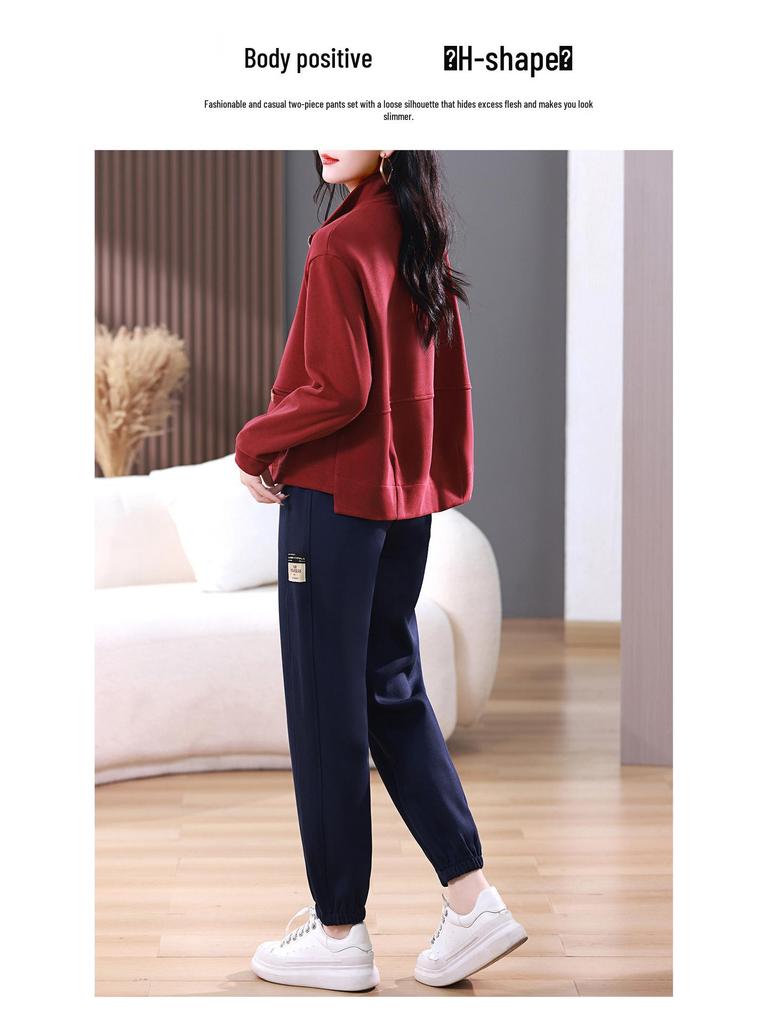 2025 Women's Autumn Casual Sportswear: Stylish Loose Sweatshirt & Cardigan Two-Piece Set