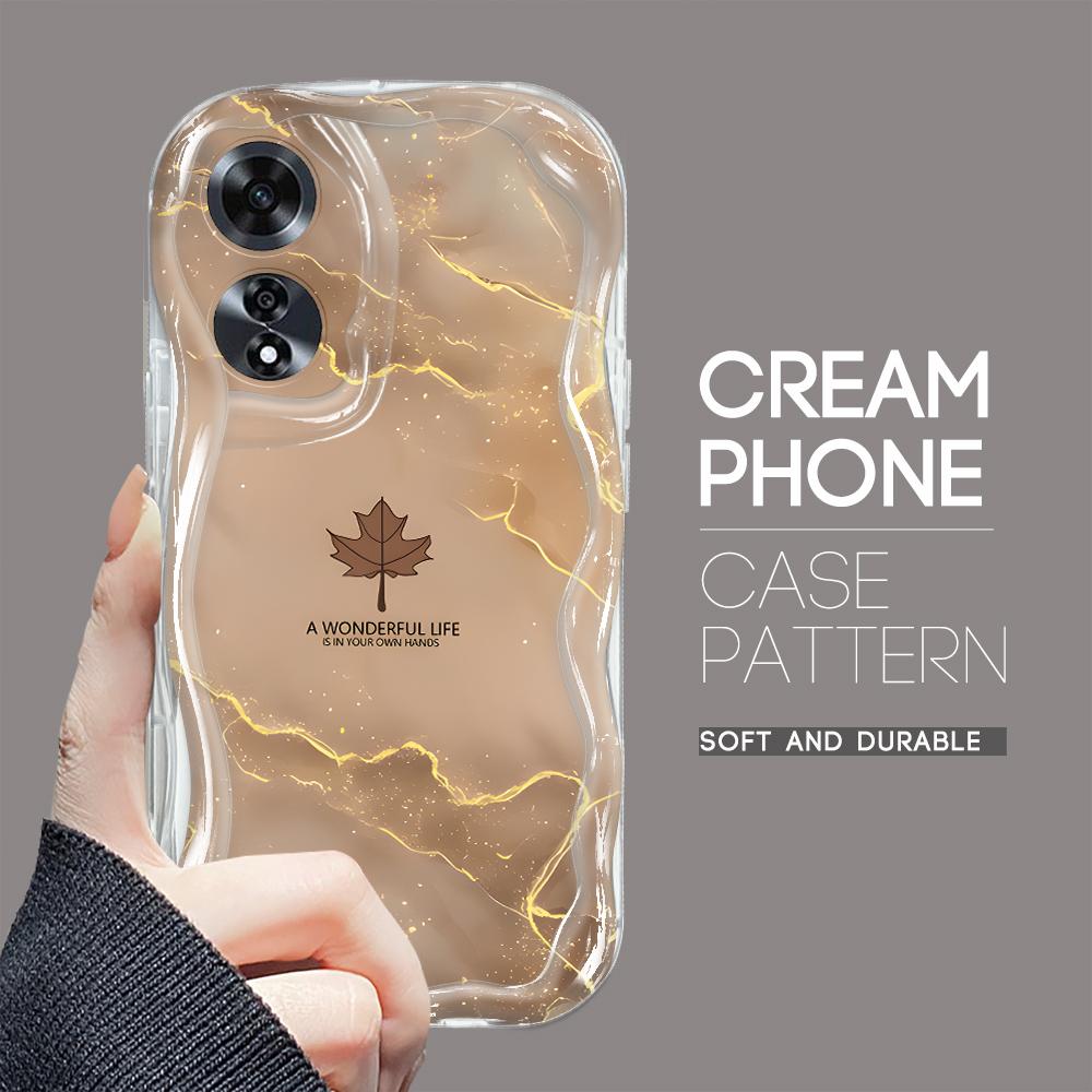 

Для OPPO A17 A18 A38 A58 A98 Reno7 Z 8Z 8T 11F 11 Pro Realme 12 Lite 12 Pro C30 кленовый лист мраморный узор кремовая текстура мягкий чехол для телефона TPU OPPO Reno7 Lite чистый