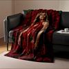 Elegant Woman In Rose Dress for All Seasons Blanket Lunch Break Throw Gift