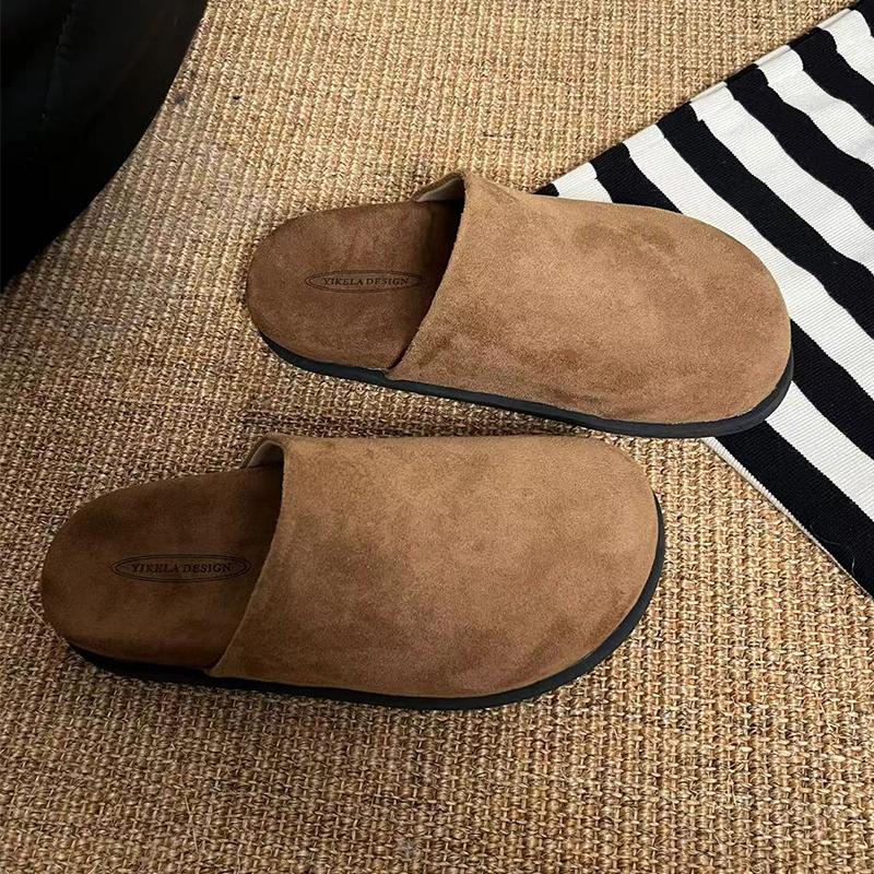 Fashion Flats Women Mules Shoes Suede Casual Slingback Slippers Fashion New Autumn 2025 Dress Cozy Walking Brand Zapatillas De Mujer