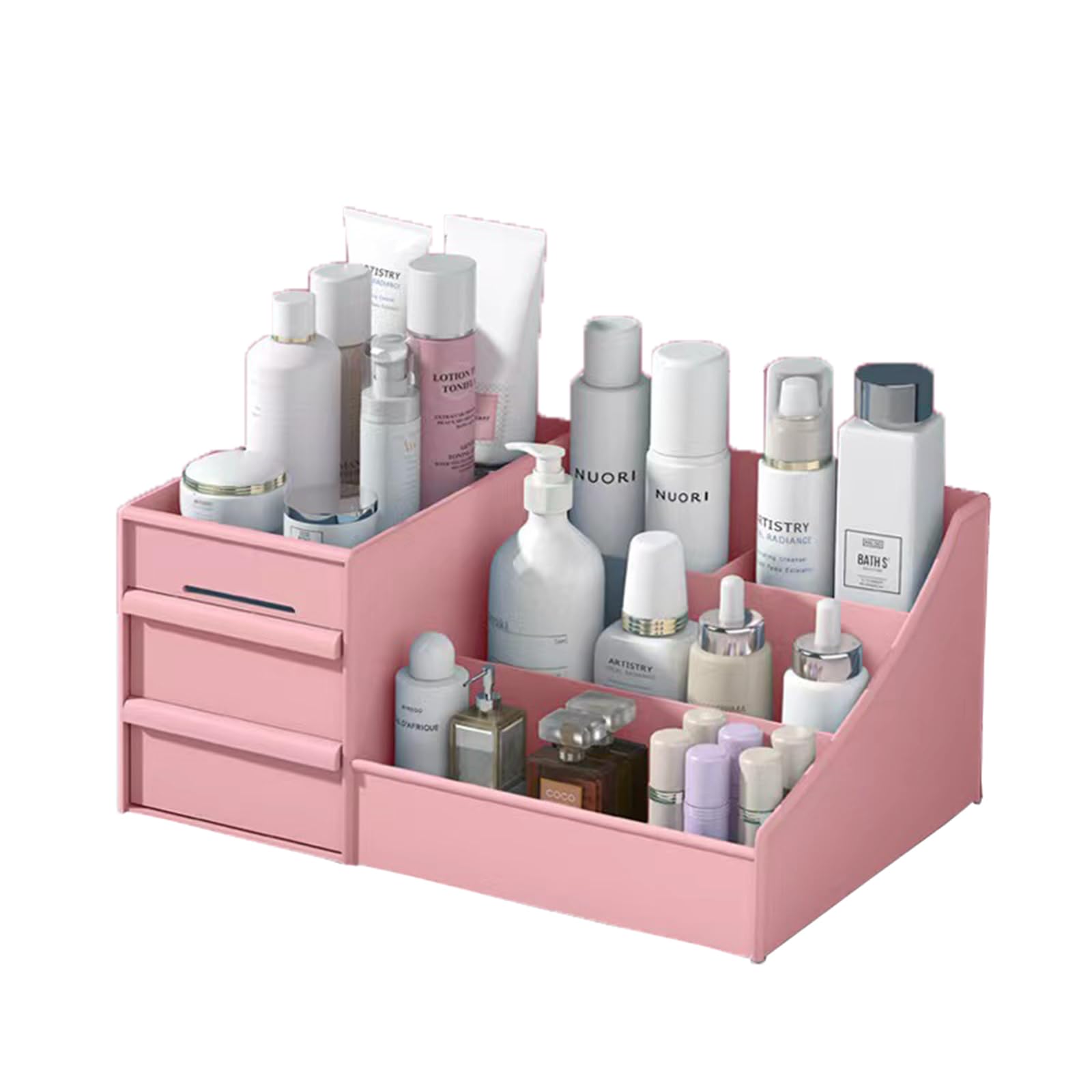 

Pink Cosmetic Storage Rack Large Capacity Makeup Box Cosmetic Box Strong Durability Easy Organization Drawer Small Item Storage Desktop Desk Organizer розовый