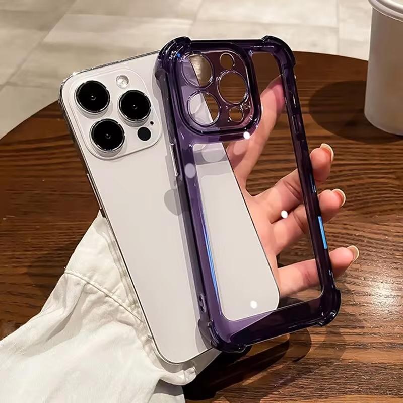 Luxury Transparent Silicone Bumper Phone Case For iPhone 16 15 14 13 12 11 Pro Max XR X XS 7 8 Plus SE Shockproof Clear Cover