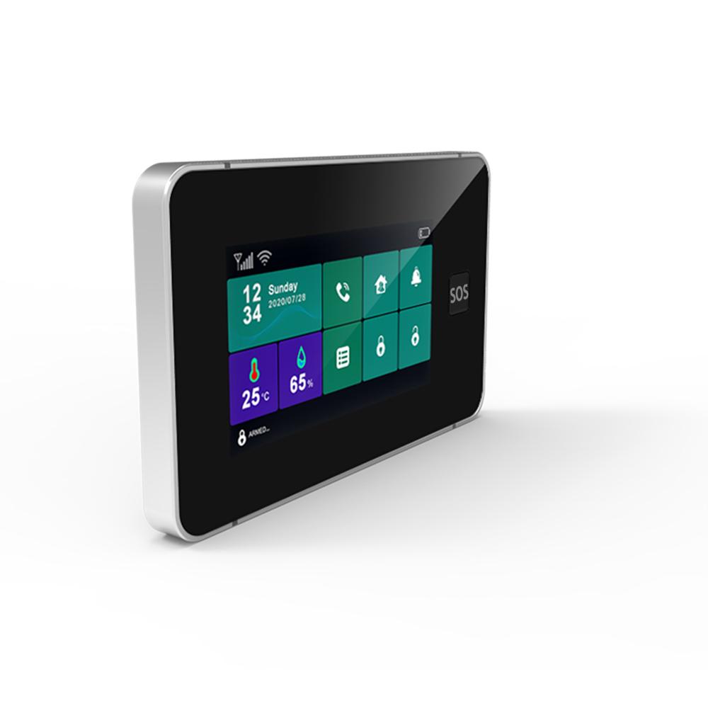 

2G 4G WiFi GSM Tuya Беспроводная Домашняя Система Оповещения 4.3-дюймовый Полносенсорный Экран Панель Оповещения SOS Оповещение против кражи Температура чёрный