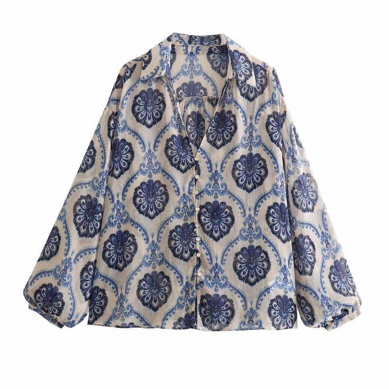 

Осенние новинки Женская одежда Zr Модный дизайн с принтом металлизированной нитью в европейском и американском стиле Повседневное длинное платье Printed Shirt M