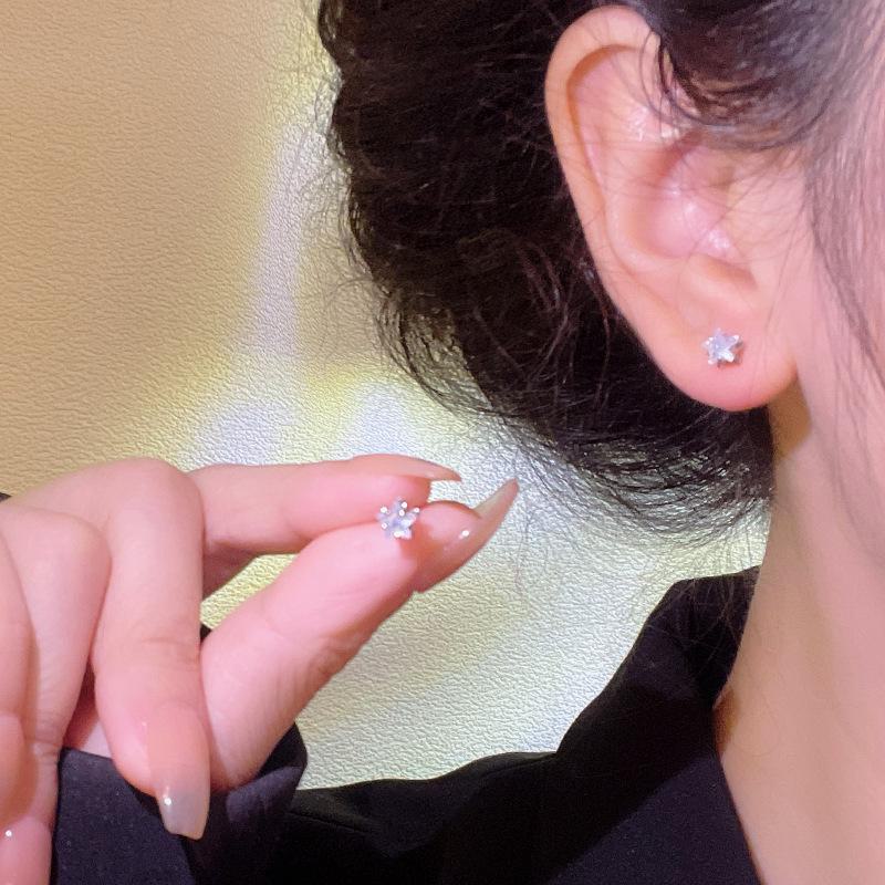 

Серьги-звезды из серебра 925 пробы с цирконами - Трендовый, высококлассный дизайн пятиконечной звезды для женщин Small