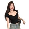 Fashion pure desire sexy cross low V-neck short top women's summer versatile slim slim navel T-shirt short sleeve tide