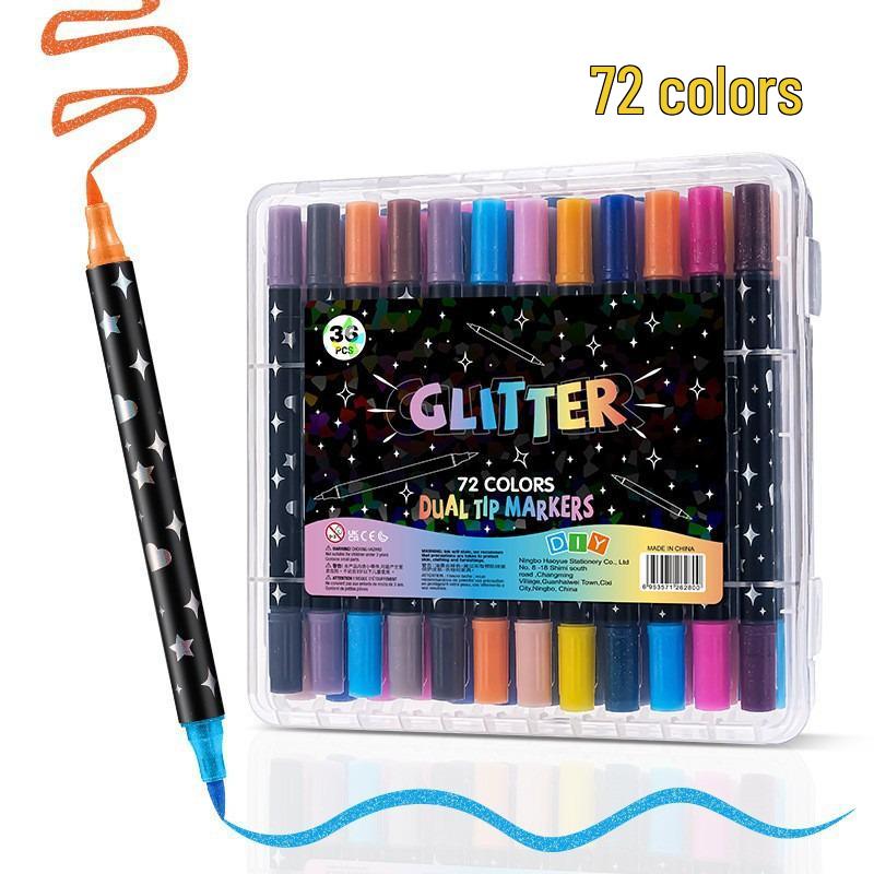 Doppelfarbiger Glitzerstift: Doppelspitziger, kräftiger, weicher Spitze, perlglänzender Aquarellstift für Schüler