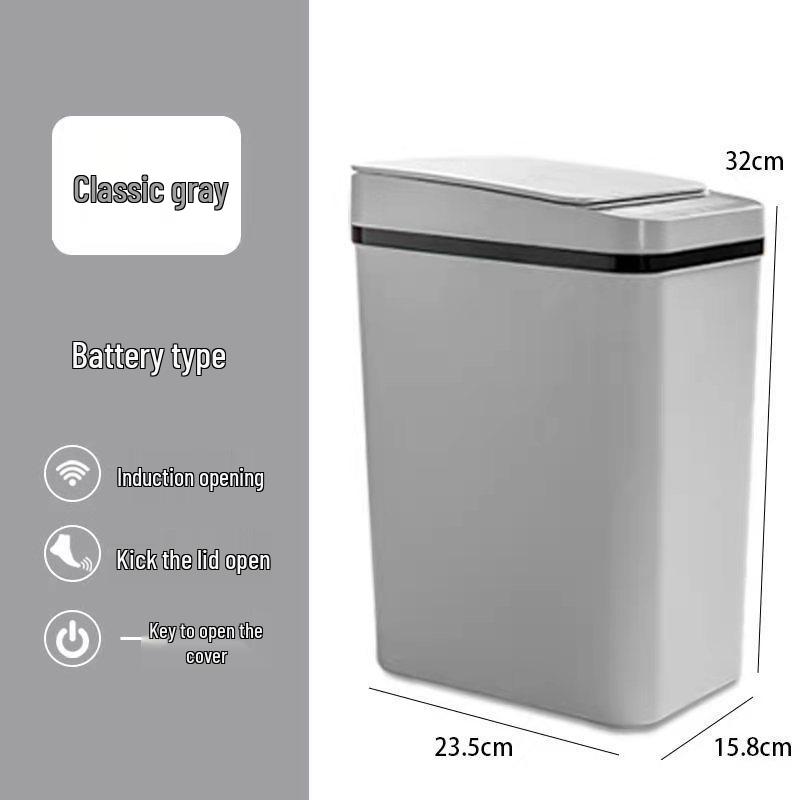Automatic Smart Sensor Trash Can with Logo for Home, Living Room, Bedroom, & Bathroom