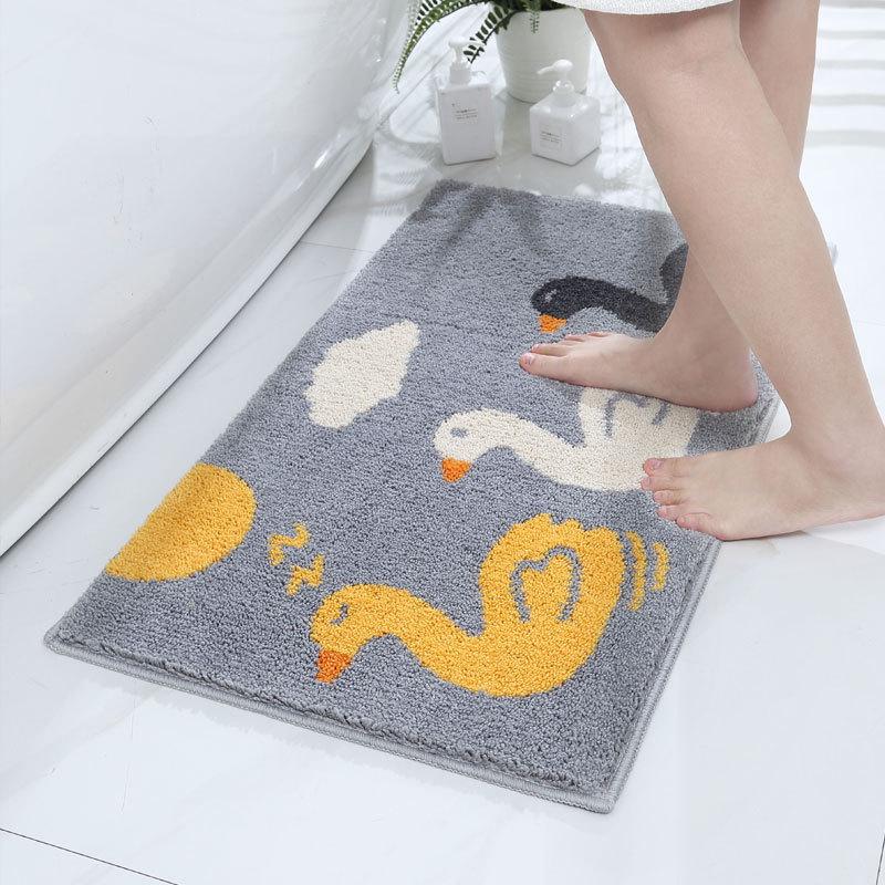 Cartoon Bathroom Non-Slip Faux Cashmere Absorbent Floor Mat