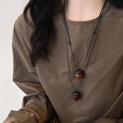 Creative Openable Acorn Pendant Long Necklaces Choker For Women Men Niche Sweater Chain Jewelry Gift