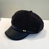 Faux Leather Duckbill Cap Love Baker Boy Hat New Women's Octagonal Newsboy Cap  Casual Outings