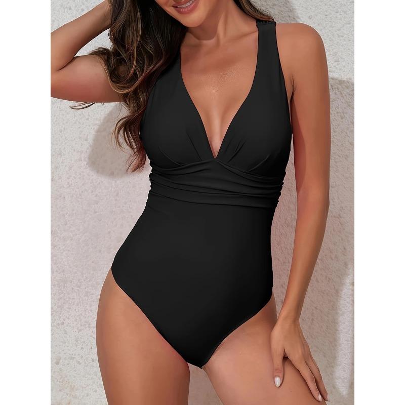 

2026 New Sexy Cross Backless One Piece Swimsuit For Women V-Neck Swimwear Female Plus Size Bathing Suit Beachwear Swimming Suit XXL