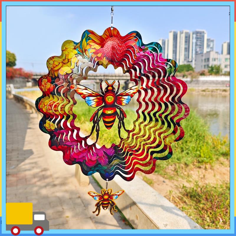 Flowering Bee Wind Chimes Wind Spinner Outdoor Hanging Wind Spinners For Outdoor Indoor Decoration