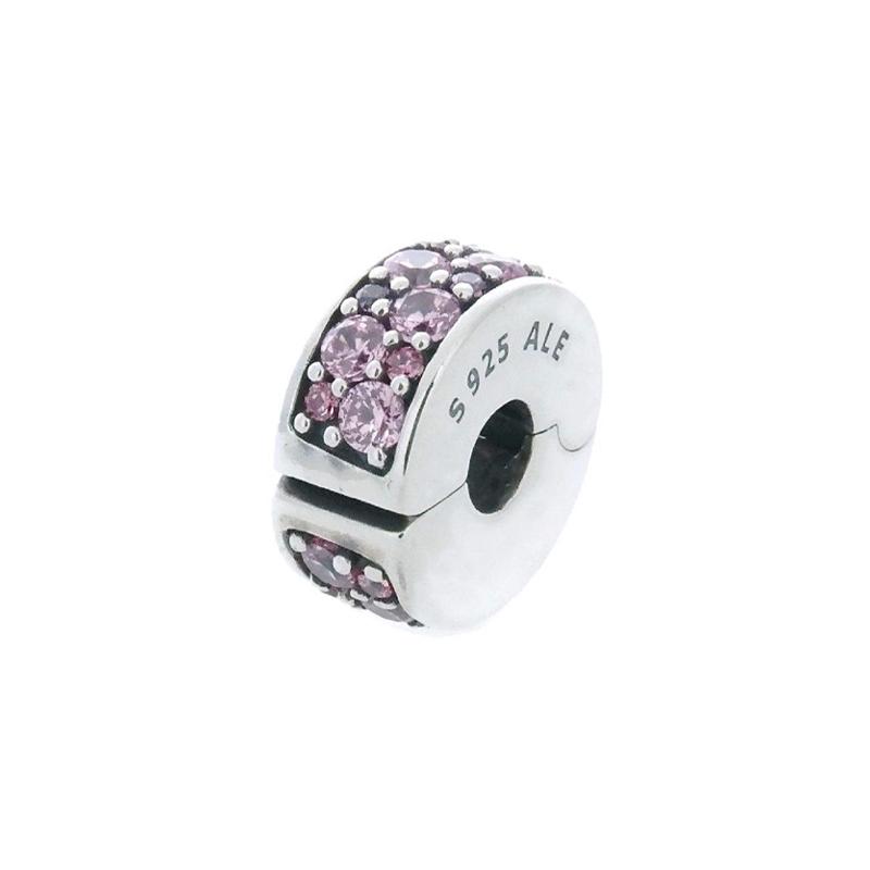 Pandora Sparkling Elegant Silicone Clip Pink Purple 925 Silver Jewelry Accessories Women s 791817CZSMX серебряный