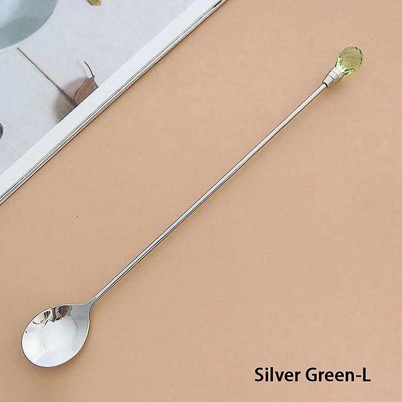 1 Stück Kristalllöffel-Set Langer Griff Teelöffel 430 Edelstahl Diamant Eis Löffel Perfekt für Dessert Eis Kaffee Cocktail