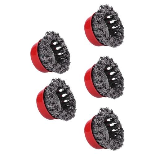 5-Piece Twisted Wire Cup Brushes, Heavy-Duty Polishing Steel Grinder Accessories, Approx. 2.6-Inch Diameter