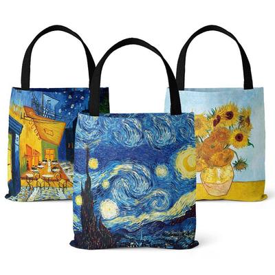[Borsa di tela] Borsa di tela di Van Gogh Pittura a olio Notte stellata Girasoli Fiori di albicocca Borsa da caffè all'aria aperta